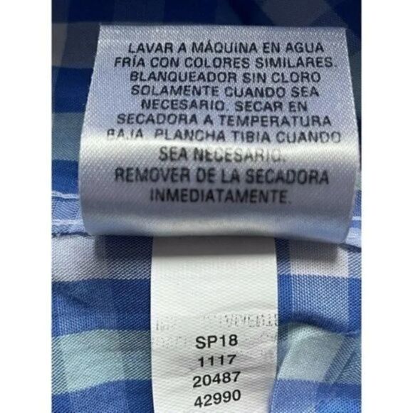 Long Sleeve Button Up Men’s 16/32/33 Gingham Light Blue Green Club Room - Picture 10 of 10